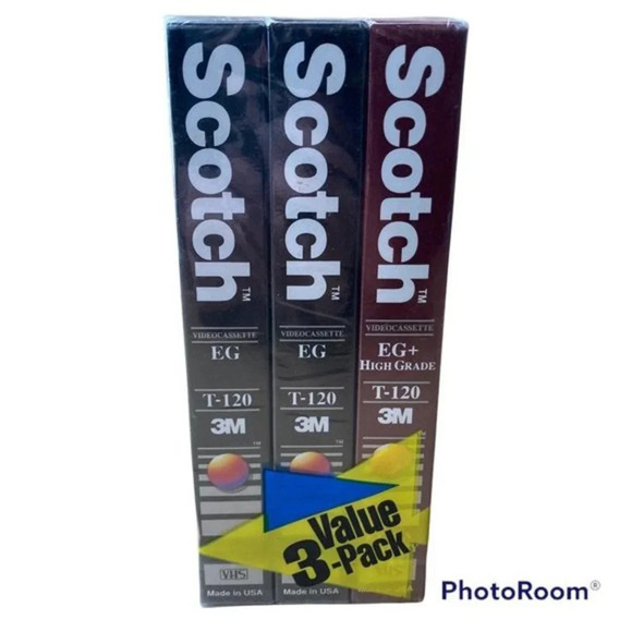Vintage 1989 ~ 3 SEALED SCOTCH EG & EG+ Blank VHS Tapes 6 Hour NEW VCR T-120 USA - Picture 3 of 6
